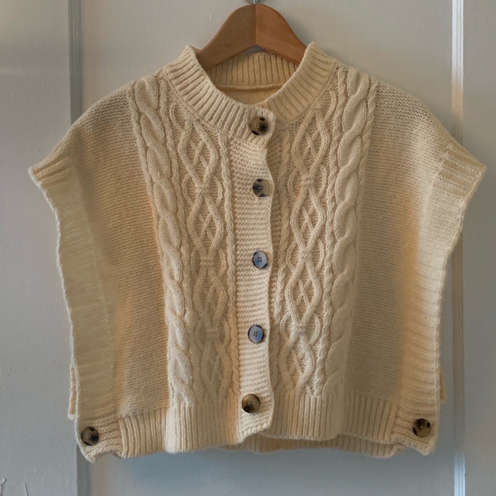 Cream Cable Knit Sweater Vest